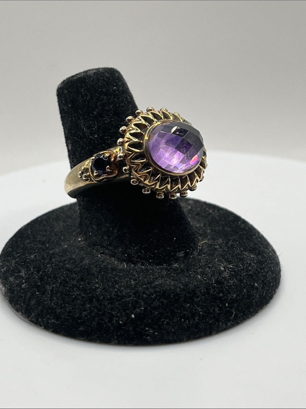 Barbra Bixby 18 kt 925 Amethyst & Blue Sapphire Ring Size 7.5